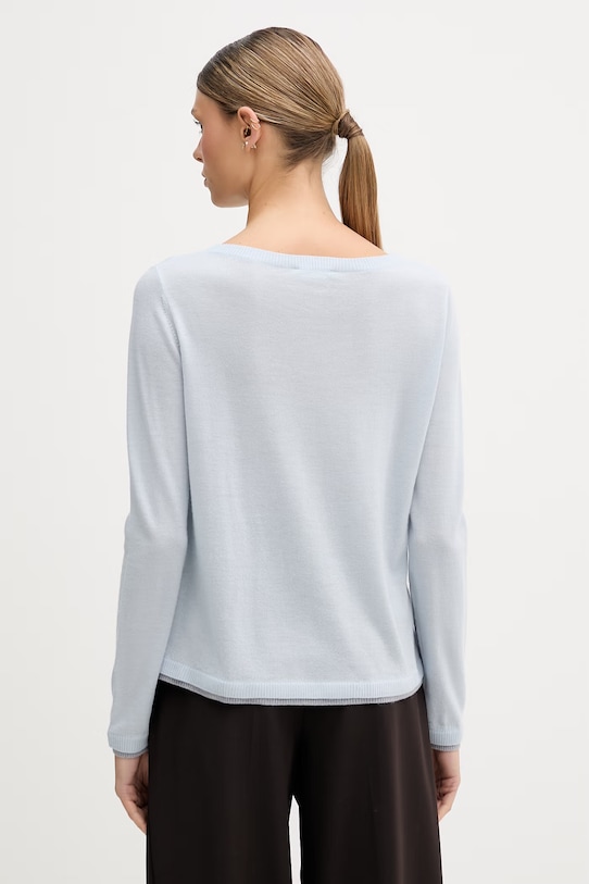 Odzież United Colors of Benetton sweter damski wełniany 11AHD10G8 niebieski