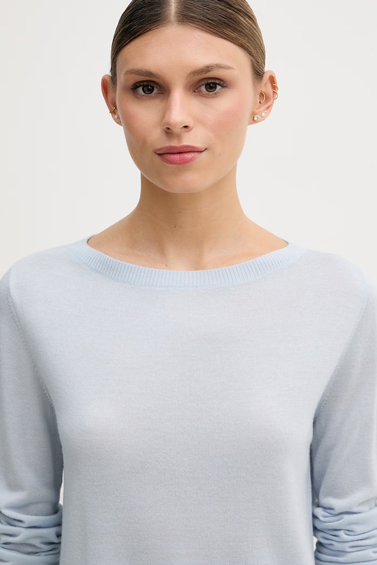 United Colors of Benetton sweter damski wełniany niebieski 11AHD10G8