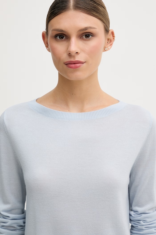 United Colors of Benetton sweter damski wełniany niebieski 11AHD10G8