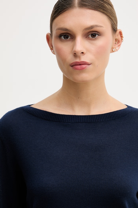 United Colors of Benetton sweter damski wełniany granatowy 11AHD10G8