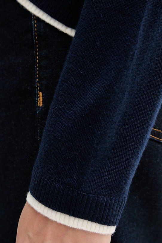 United Colors of Benetton sweter damski wełniany 11AHD10G8 granatowy