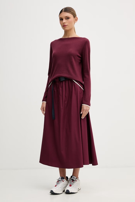 United Colors of Benetton sweter damski wełniany 11AHD10G8 bordowy SS26