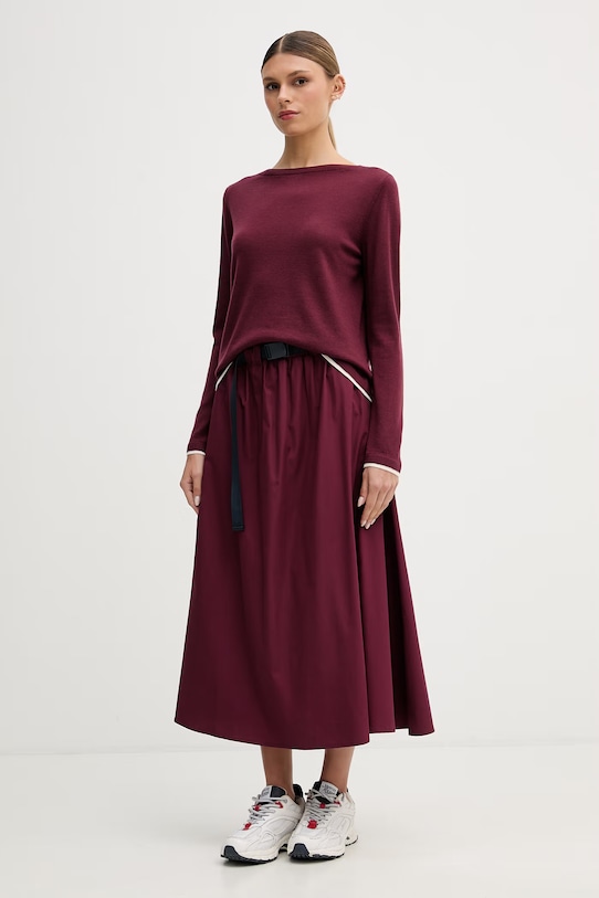 United Colors of Benetton sweter damski wełniany 11AHD10G8 bordowy SS26