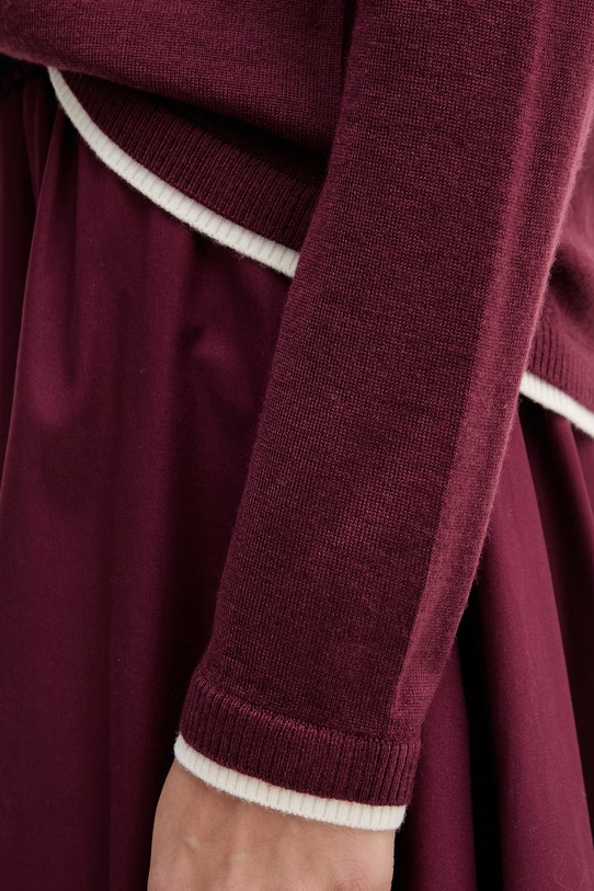 United Colors of Benetton sweter damski wełniany 11AHD10G8 bordowy