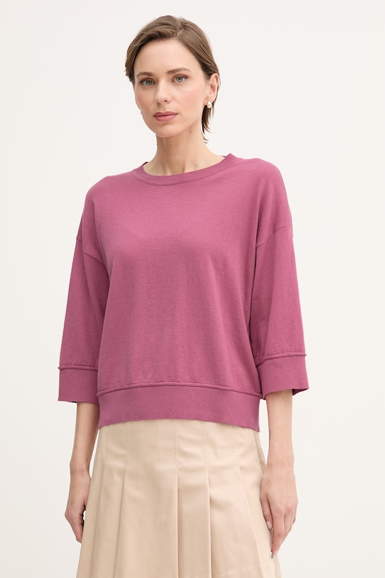 United Colors of Benetton sweter damski z wełną różowy 1Y6SD10FX