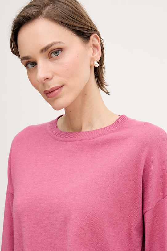 United Colors of Benetton sweter damski z wełną różowy 1Y6SD10FX