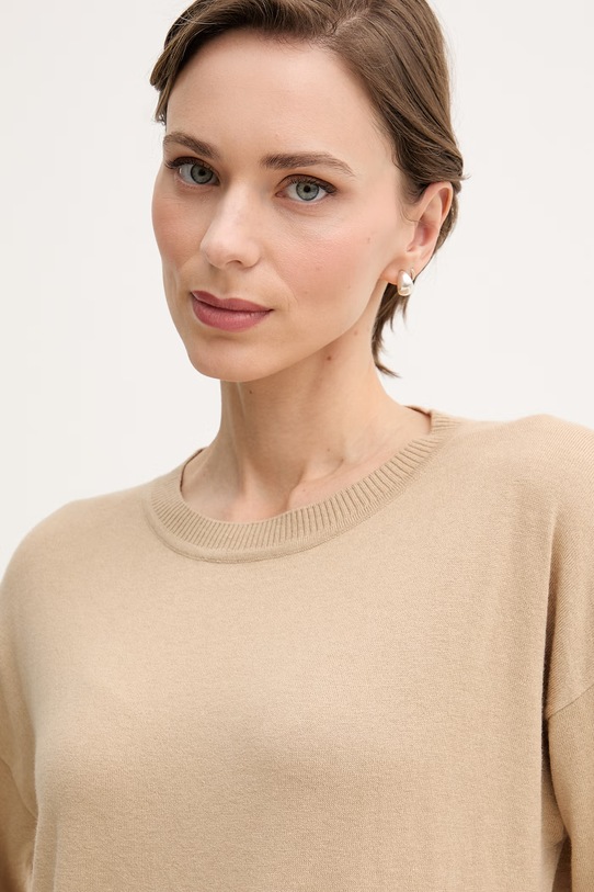 United Colors of Benetton sweter damski z wełny beżowy 1Y6SD10FX