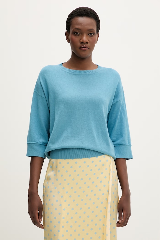 United Colors of Benetton pulover ženski z volno modra 1Y6SD10FX