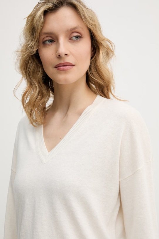 United Colors of Benetton sweter damski z dodatkiem wełny beżowy 1Y6SD403O