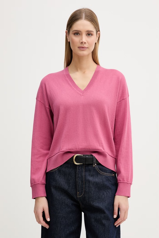 United Colors of Benetton sweter damski z dodatkiem wełny różowy 1Y6SD403O