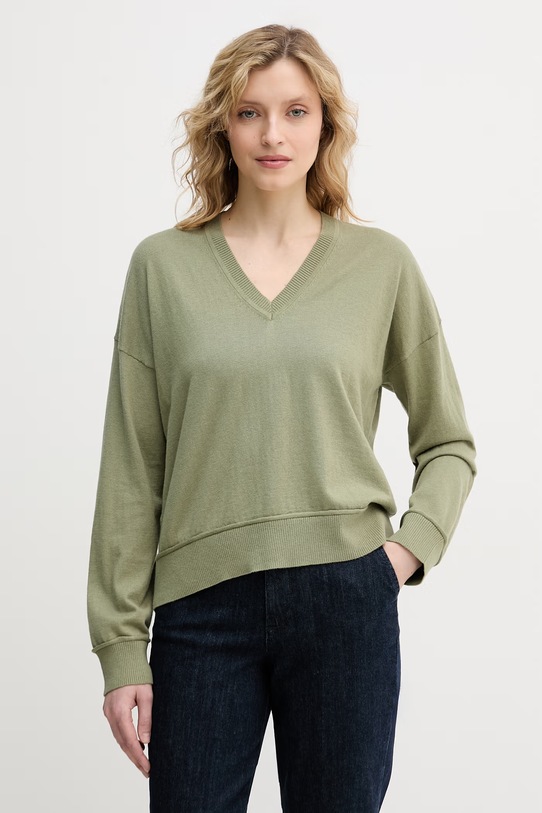 United Colors of Benetton sweter damski z dodatkiem wełny zielony 1Y6SD403O