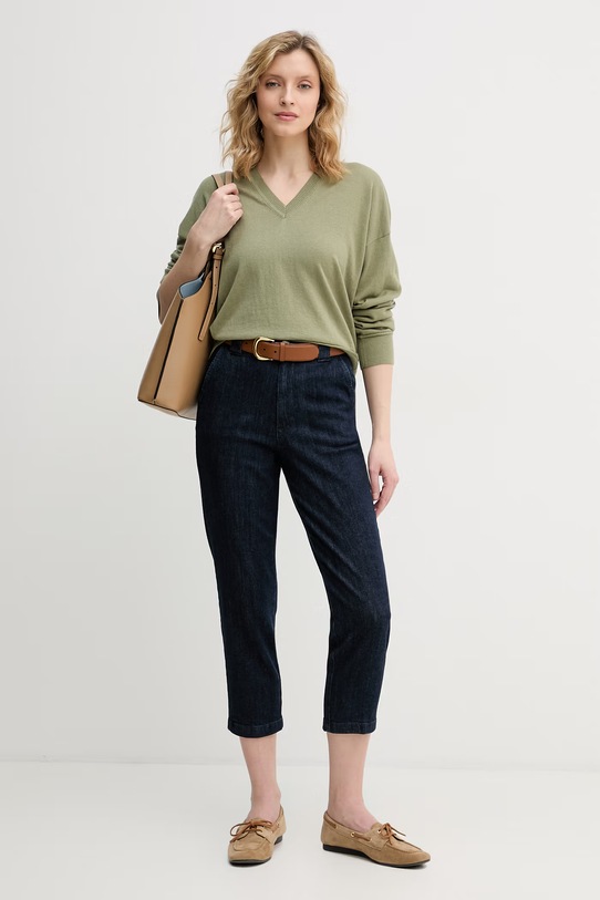 United Colors of Benetton sweter damski z dodatkiem wełny 1Y6SD403O zielony SS26