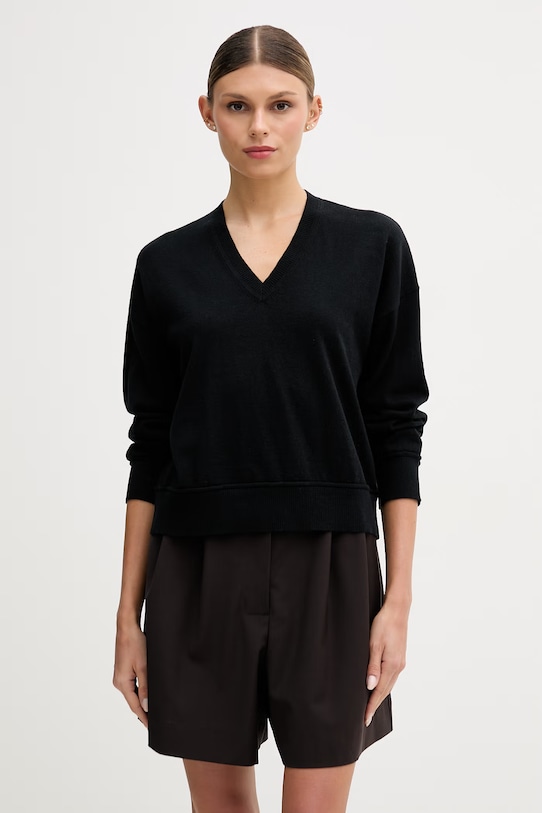 United Colors of Benetton sweter damski z dodatkiem wełny czarny 1Y6SD403O