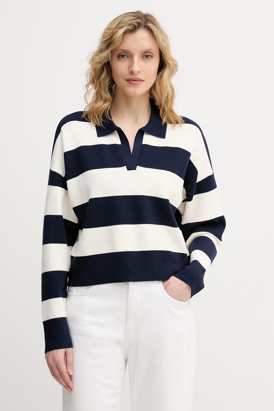 United Colors of Benetton sweter damski z wiskozy granatowy 1Z8CE301M