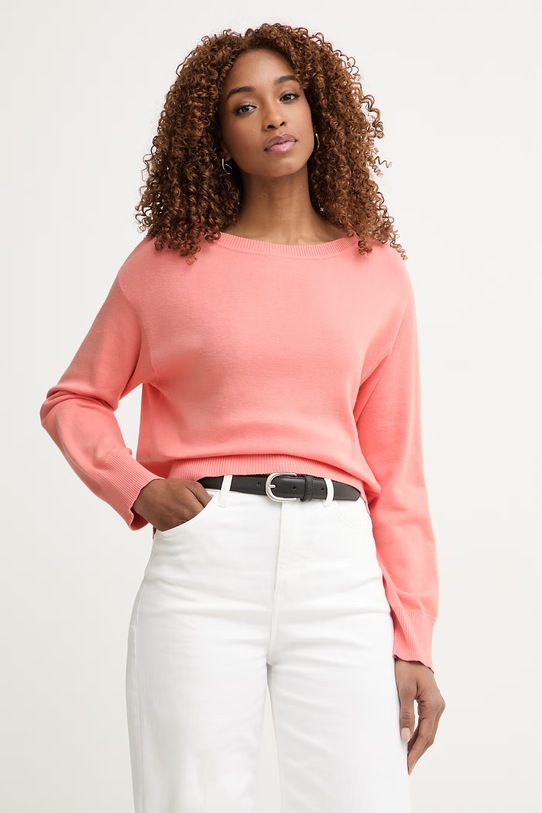 United Colors of Benetton sweter damski bawełniany pomarańczowy 1C19D10FU