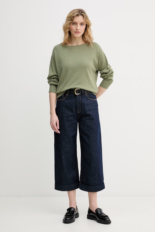 United Colors of Benetton sweter damski bawełniany 1C19D10FU zielony SS26