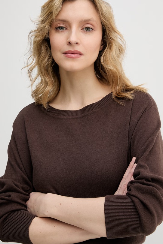 United Colors of Benetton sweter damski bawełniany brązowy 1C19D10FU