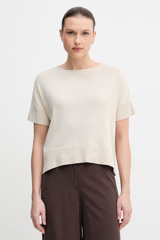 United Colors of Benetton sweter damski bawełniany beżowy 1C19D10G3