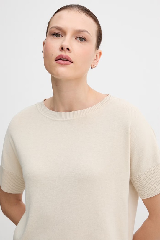 United Colors of Benetton sweter damski bawełniany beżowy 1C19D10G3