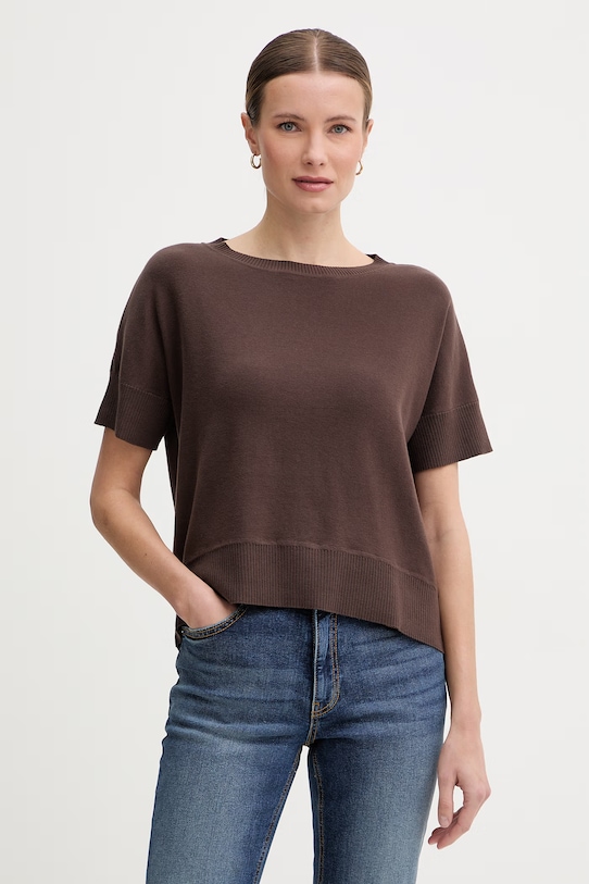 United Colors of Benetton sweter damski bawełniany brązowy 1C19D10G3