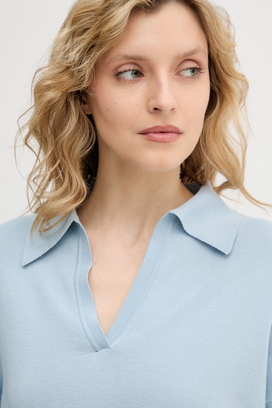 United Colors of Benetton πουλόβερ γυναικείο βαμβακερό μπλε 1C19D301I