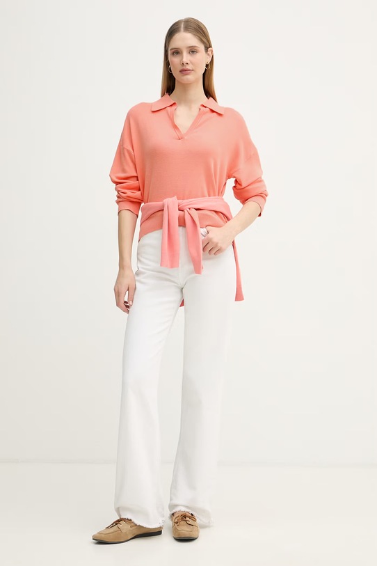 United Colors of Benetton sweter damski bawełniany 1C19D301I pomarańczowy SS26