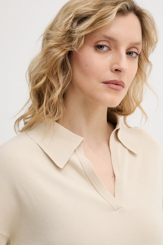 United Colors of Benetton Πουλόβερ γυναικείο βαμβακερό μπεζ 1C19D301I