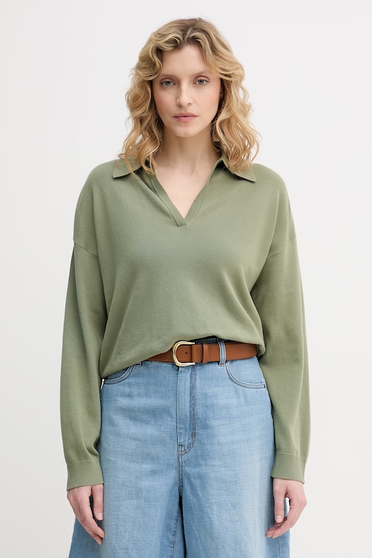 United Colors of Benetton sweter damski bawełniany zielony 1C19D301I