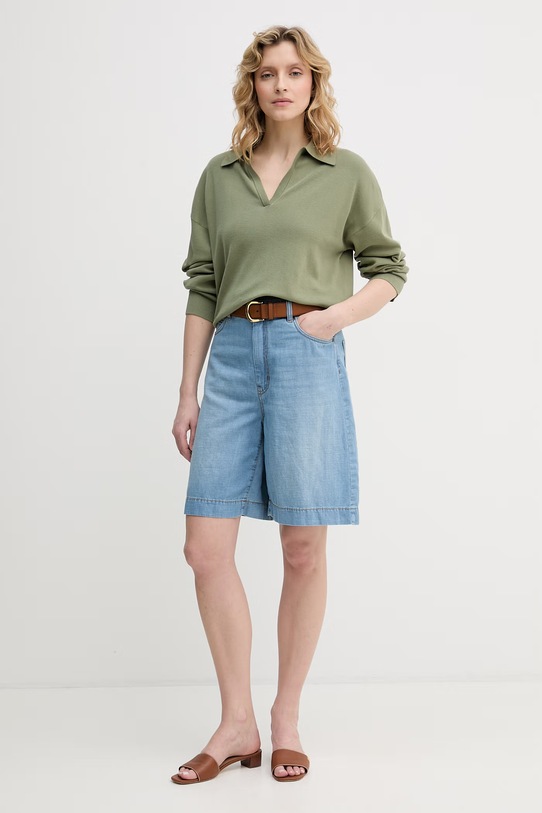 United Colors of Benetton sweter damski bawełniany 1C19D301I zielony SS26