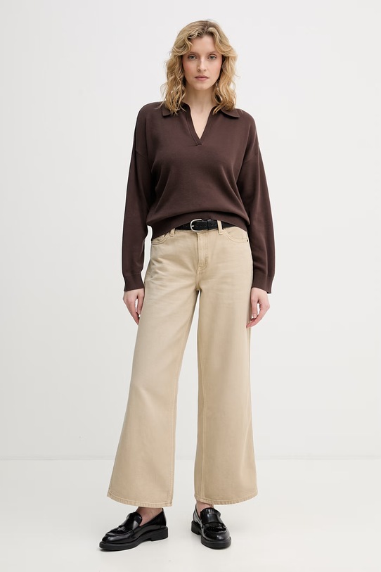 United Colors of Benetton sweter damski bawełniany 1C19D301I brązowy SS26