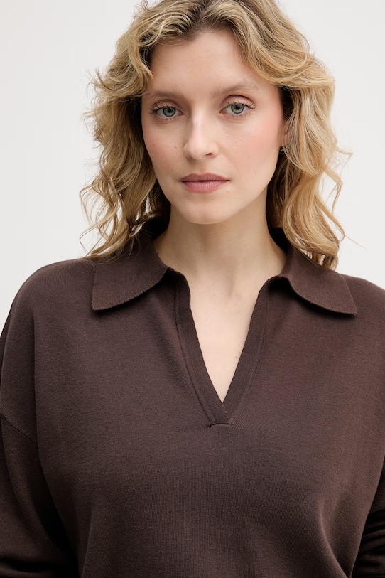 United Colors of Benetton sweter damski bawełniany brązowy 1C19D301I