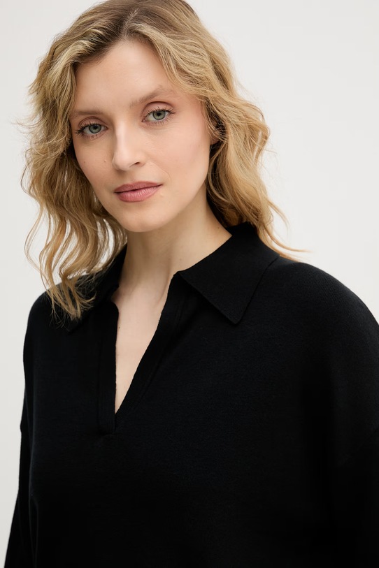 United Colors of Benetton πουλόβερ γυναικείο βαμβακερό μαύρο 1C19D301I