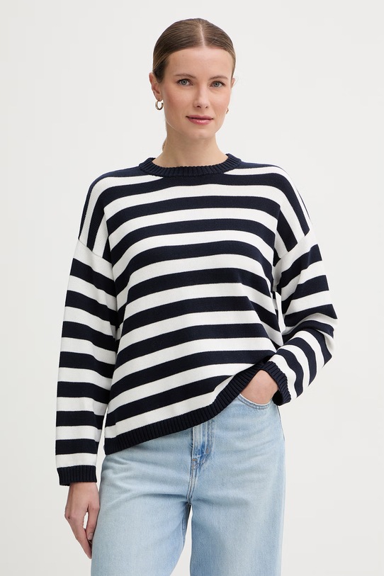 United Colors of Benetton Πουλόβερ γυναικείο βαμβακερό σκούρο μπλε 1C94E10FZ