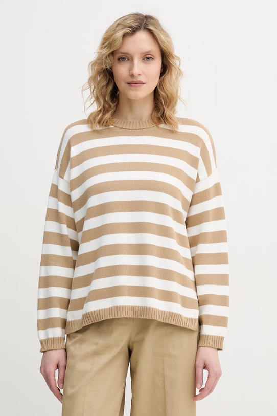 United Colors of Benetton Πουλόβερ γυναικείο βαμβακερό μπεζ 1C94E10FZ