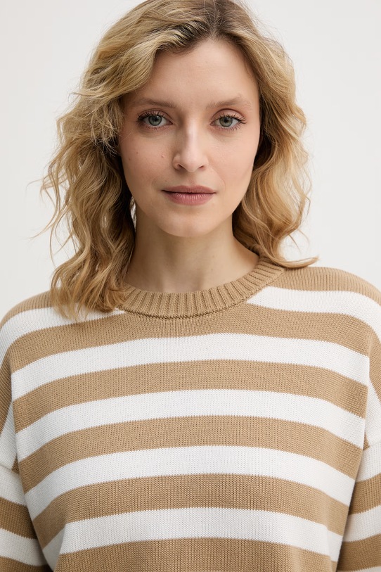 United Colors of Benetton Πουλόβερ γυναικείο βαμβακερό μπεζ 1C94E10FZ