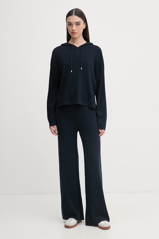 United Colors of Benetton Μπλούζα με κουκούλα Γυναικεία με βισκόζη 1LHGD204M σκούρο μπλε SS26