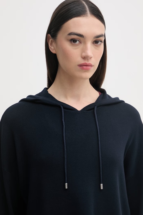 United Colors of Benetton Μπλούζα με κουκούλα Γυναικεία με βισκόζη σκούρο μπλε 1LHGD204M