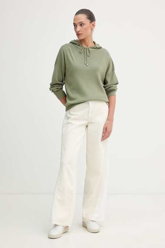 United Colors of Benetton bluza z kapturem damska z wiskozą 1LHGD204M zielony SS26