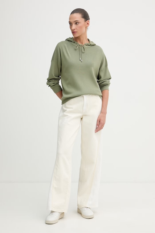 United Colors of Benetton bluza z kapturem damska z wiskozą 1LHGD204M zielony SS26