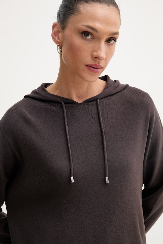 United Colors of Benetton bluza z kapturem damska z wiskozą brązowy 1LHGD204M