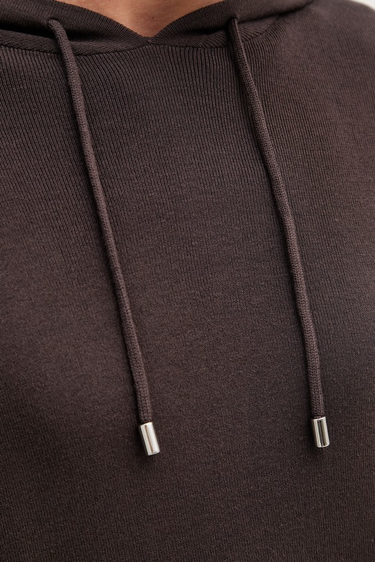 United Colors of Benetton bluza z kapturem damska z wiskozą 1LHGD204M brązowy