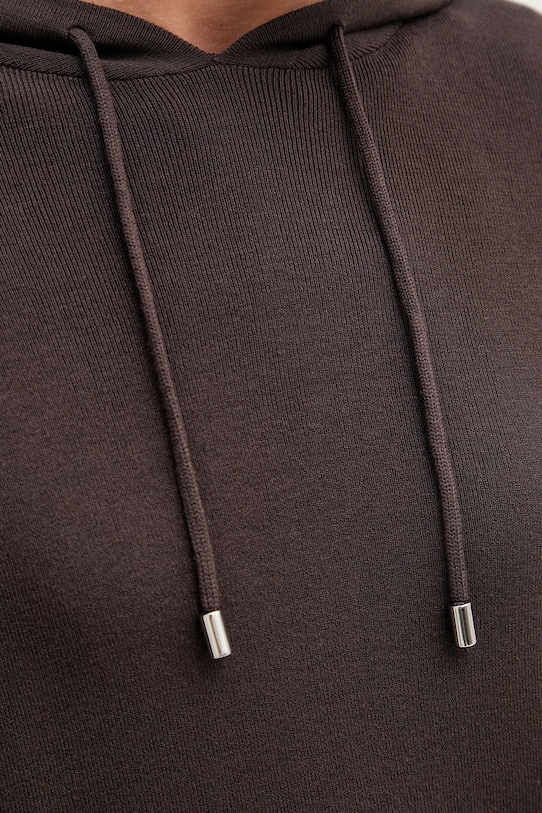 United Colors of Benetton bluza z kapturem damska z wiskozą 1LHGD204M brązowy