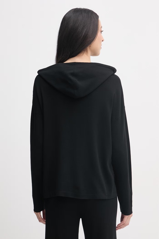 Ρούχα United Colors of Benetton Μπλούζα με κουκούλα γυναικεία με βισκόζη 1LHGD204M μαύρο