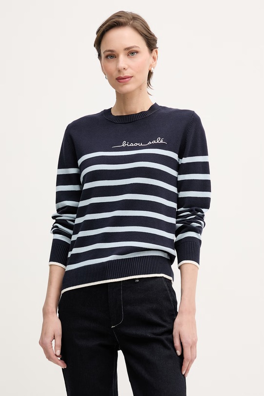 United Colors of Benetton sweter damski bawełniany granatowy 1TTTE10GK