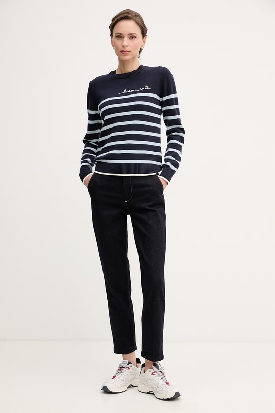 United Colors of Benetton sweter damski bawełniany 1TTTE10GK granatowy SS26