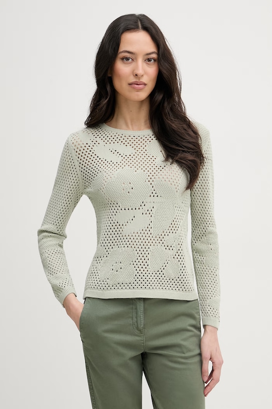 United Colors of Benetton pulover pentru femei din bumbac verde 16EVD10GP