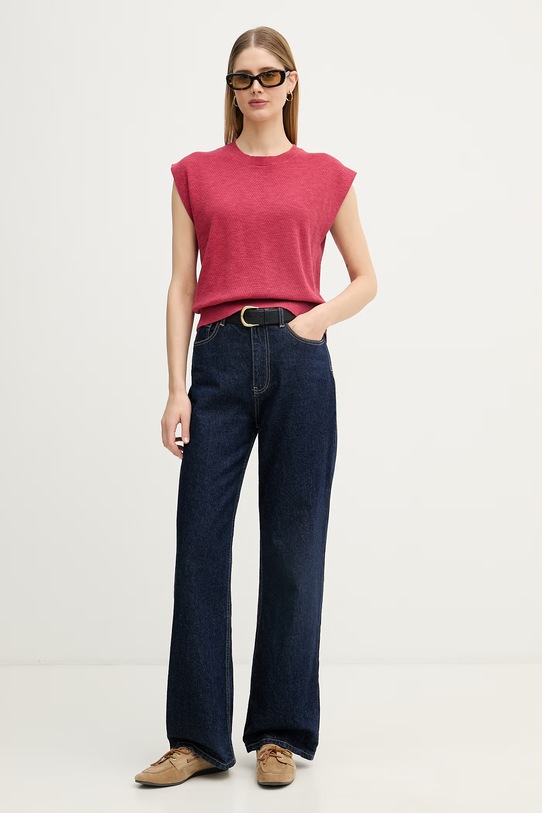 United Colors of Benetton top damski z lnu 1DC3D10GT czerwony SS26