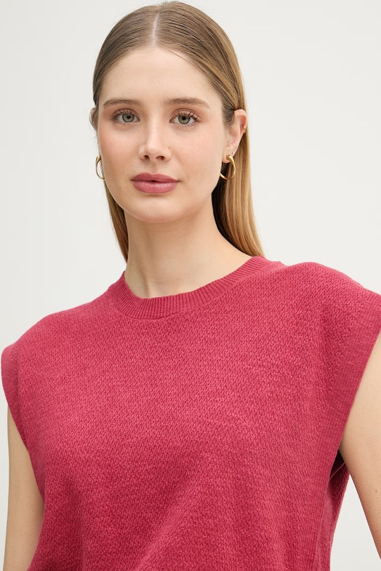 United Colors of Benetton top damski z lnu czerwony 1DC3D10GT