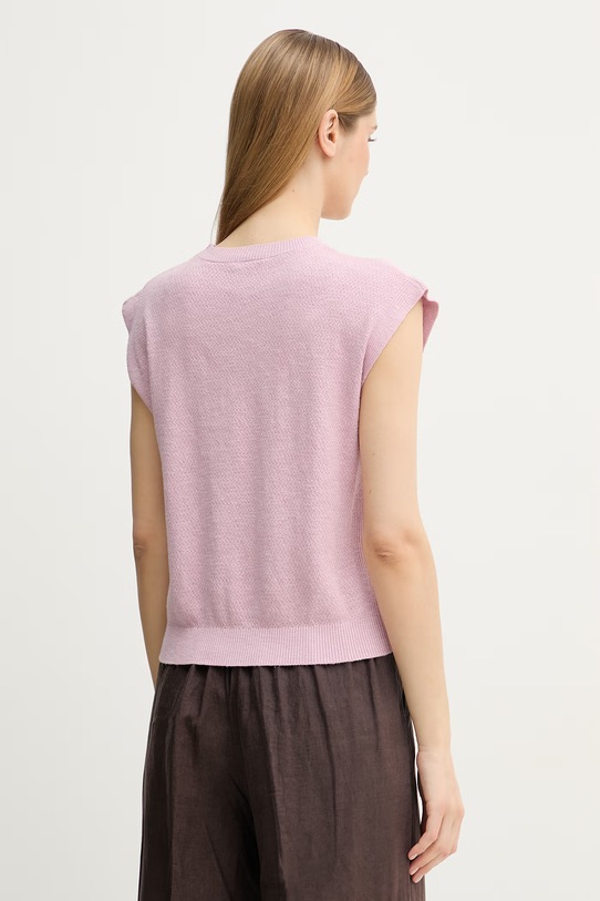 Odzież United Colors of Benetton top damski z lnu 1DC3D10GT różowy