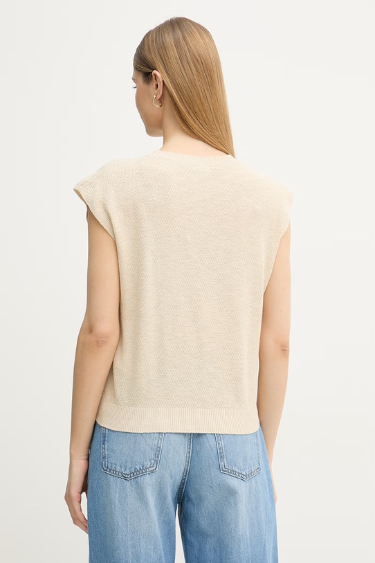 Odzież United Colors of Benetton top damski z lnem 1DC3D10GT beżowy